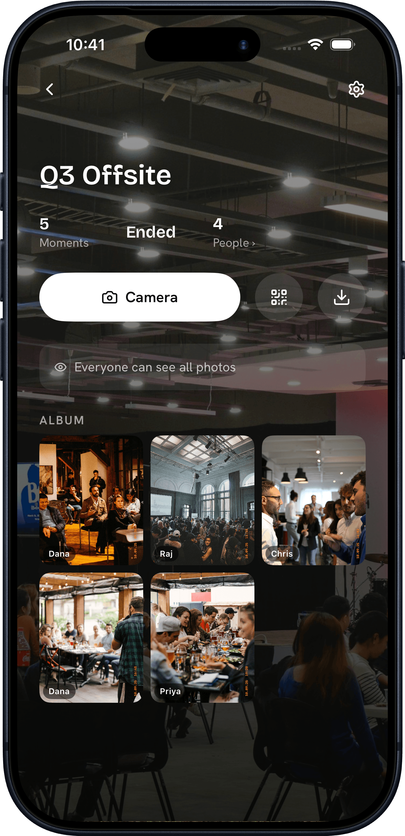 Konfetti Camera showing Acme Global Kick-off