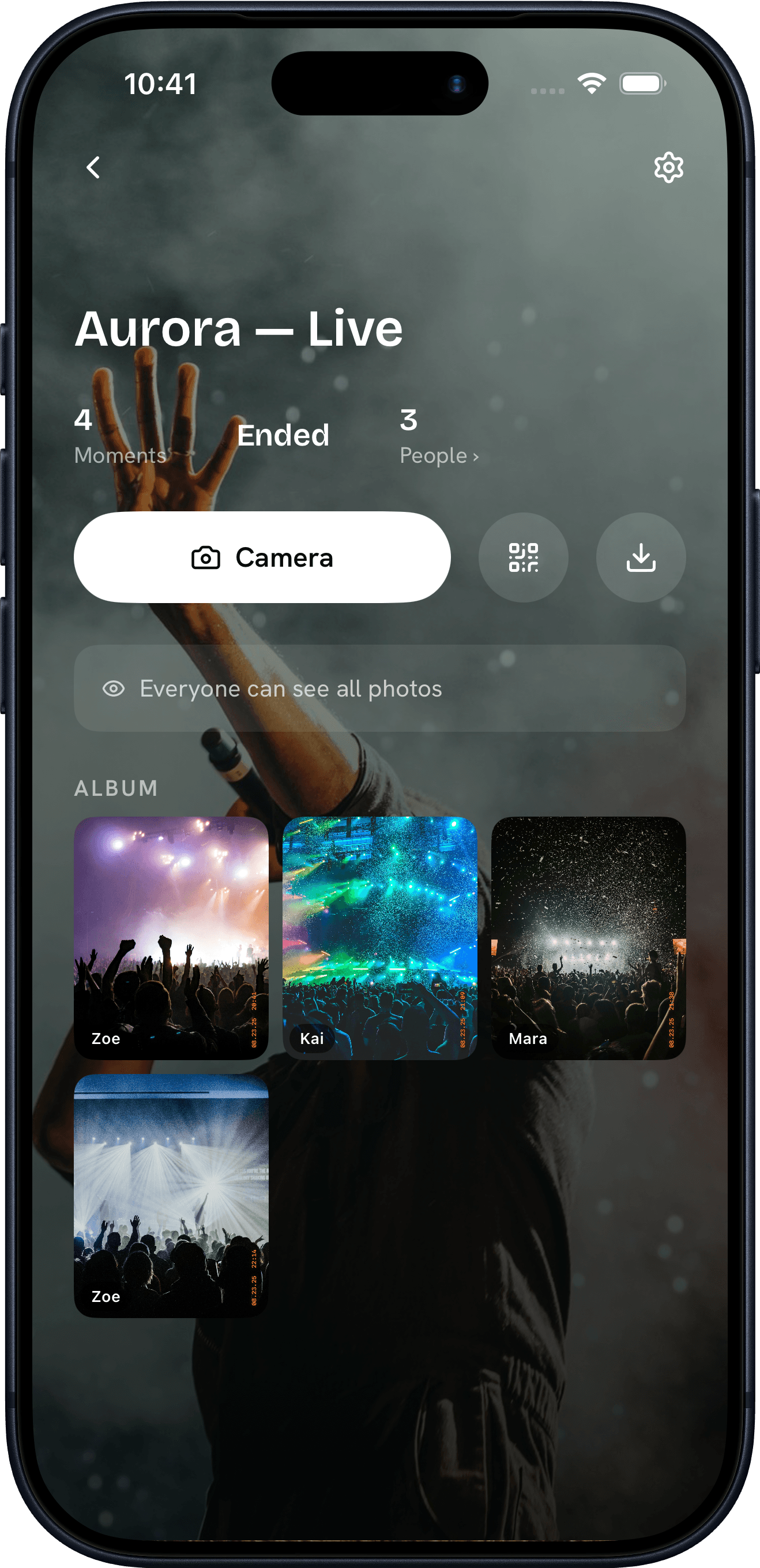 Konfetti Camera showing Aurora Festival