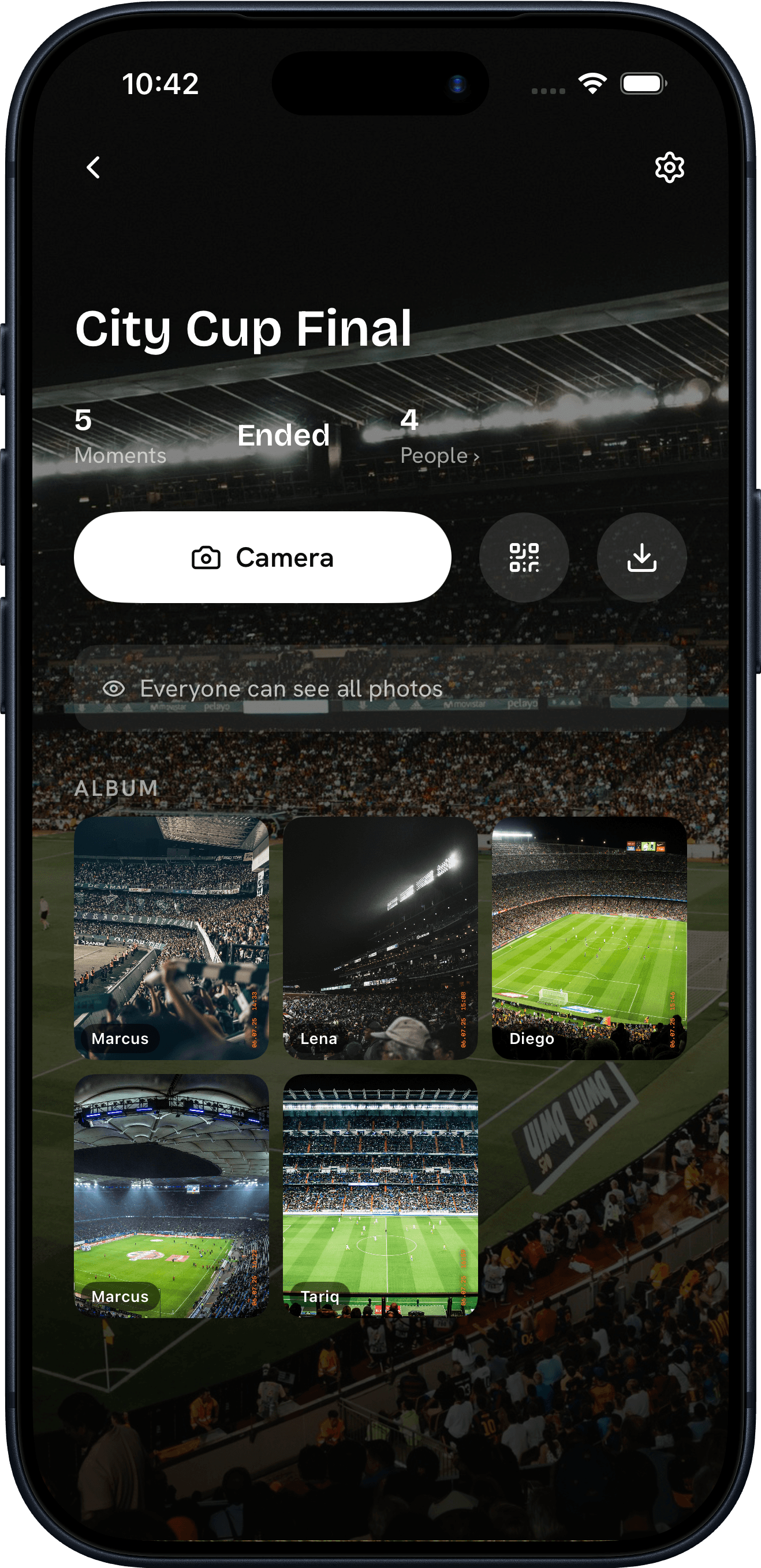 Konfetti Camera showing City FC vs Rovers
